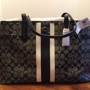 COACH Black Signature Large Carryall, NEW w/ TAGS